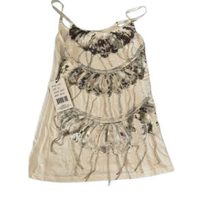 Christina Love Adjustable strap cami with sequins and beaded tassels.​​
